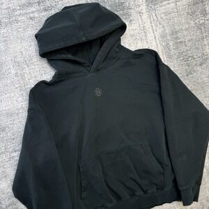 Ninth Hall Hoodie Mens Large Black Boxy Relaxed Sweatshirt Fleece Center Logo